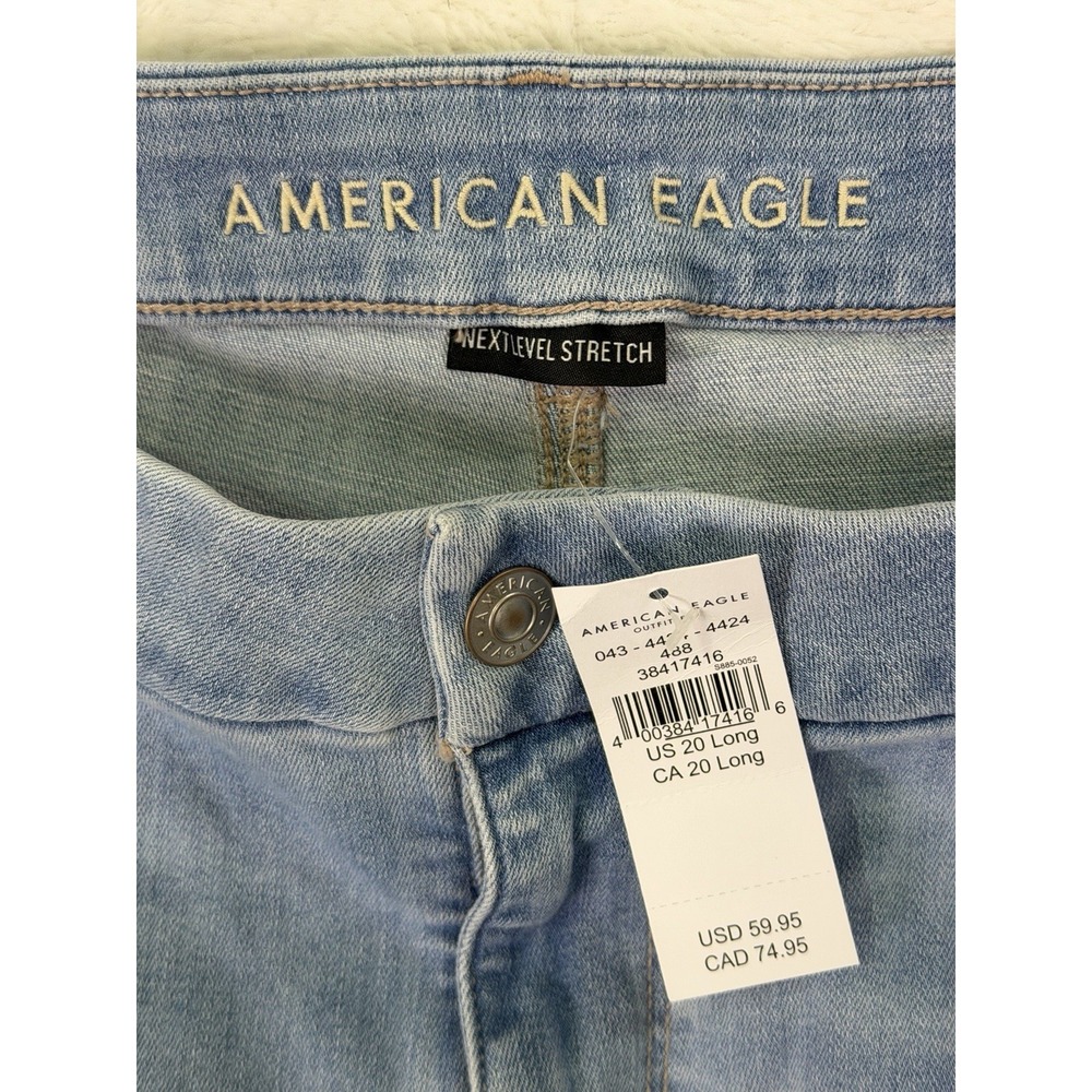 New American Eagle Jeans Womens 20 Long Blue Curvy Super High Rise Flare Stretch - Picture 9 of 12